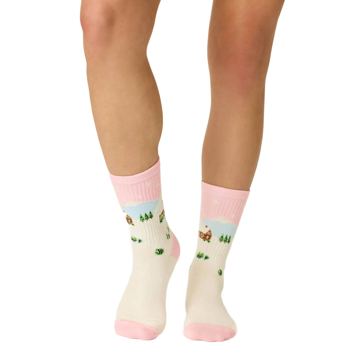 PJ Salvage Ski Landscape Womens Crew Sock
