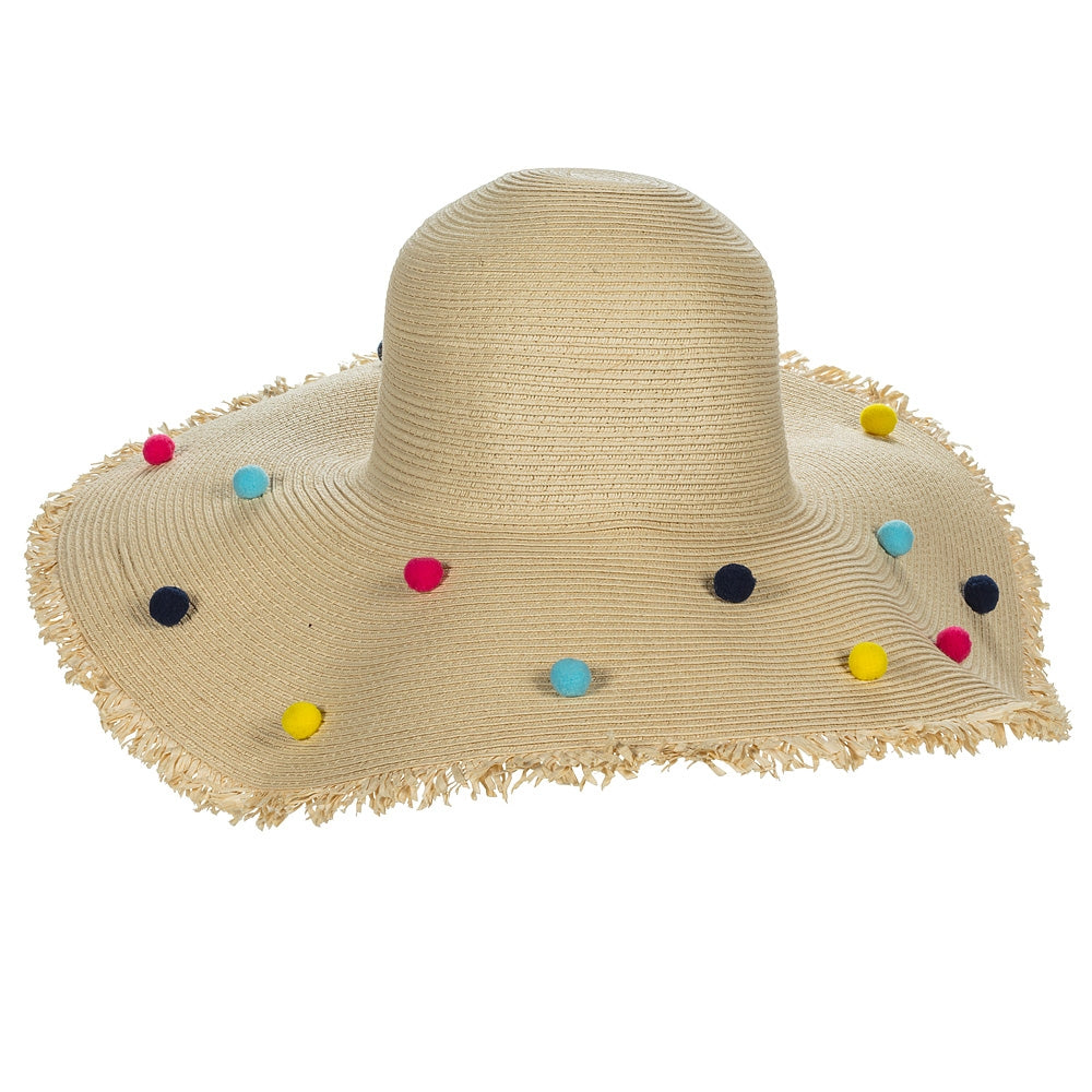 Abbott Allover Pompoms Womens Sun Hat Natural Multi One Size