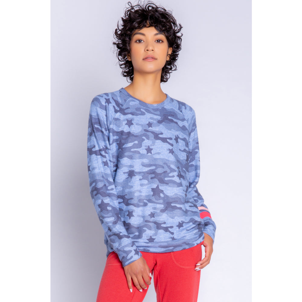 PJ Salvage Starlight Camo Stars Womens LS Top 2022