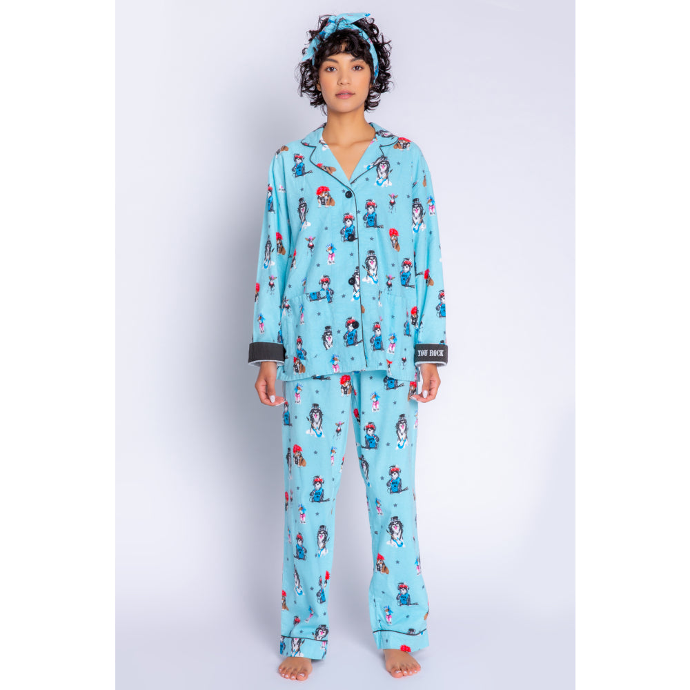 PJ Salvage Rock Dogs Womens Flannel PJ Set 2022