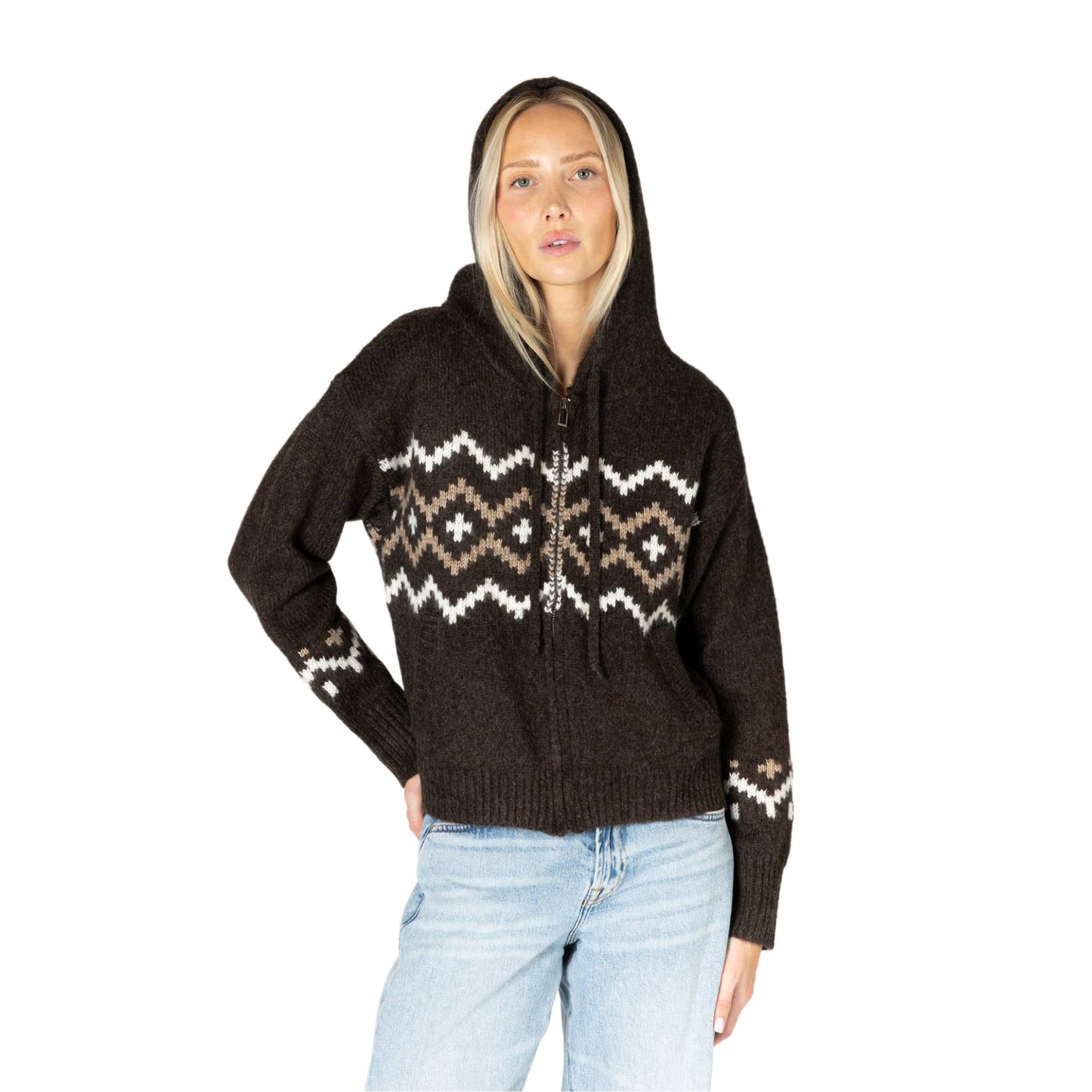 Lyla + Luxe Ranch Womens Fair Isle Zip Hoodie 2027
