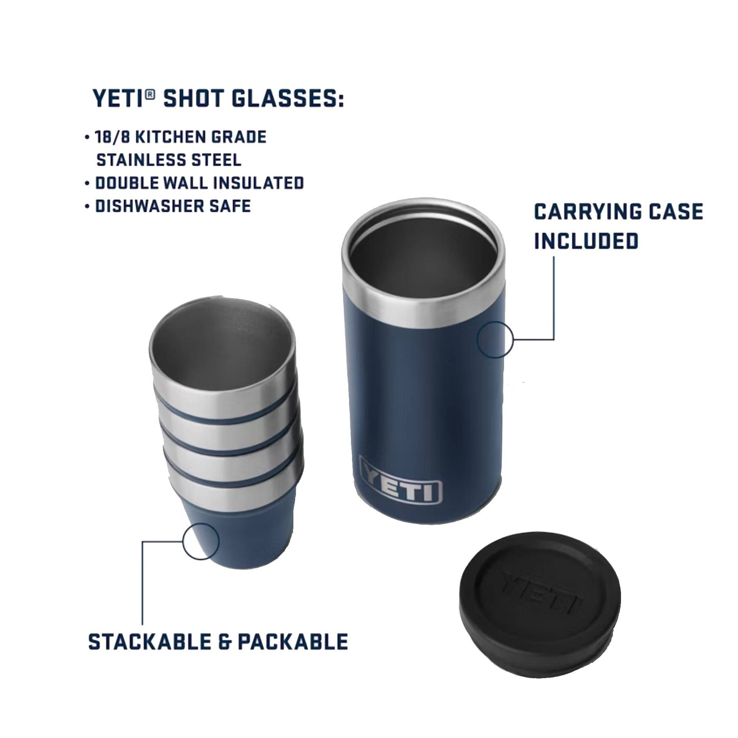 YETI Shot Glasses With Carrying Case