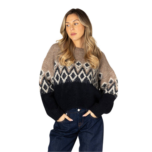 Lyla + Luxe Aria Womens Fair Isle Crew Sweater 2027
