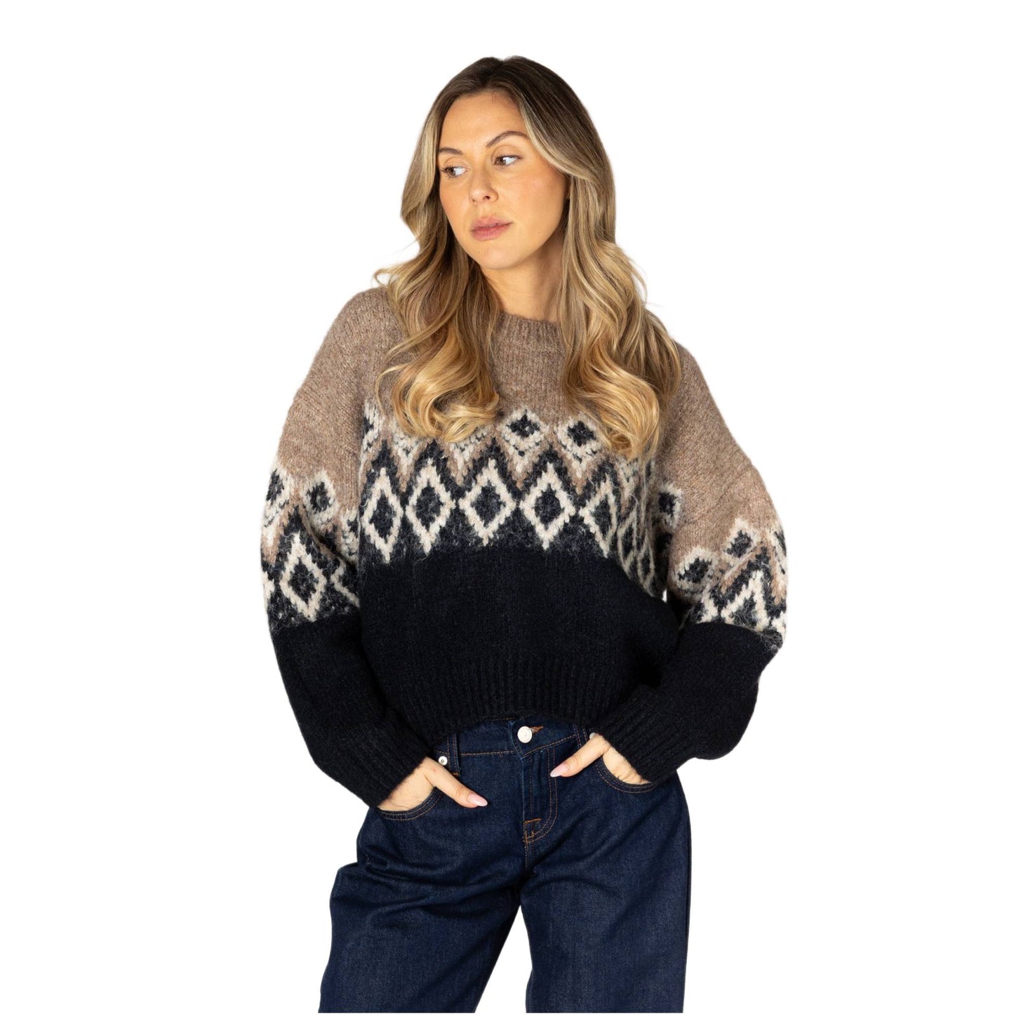 Lyla + Luxe Aria Womens Fair Isle Crew Sweater 2027