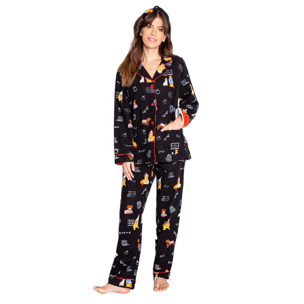 PJ Salvage Teachers Dog Womens Flannel PJ Set 2023