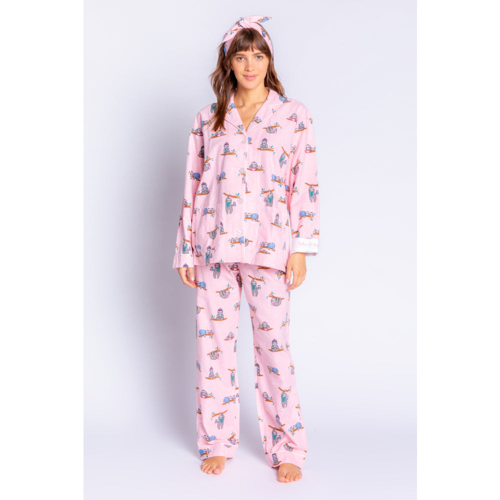 PJ Salvage Sloths Womens Flannel PJ Set 2022