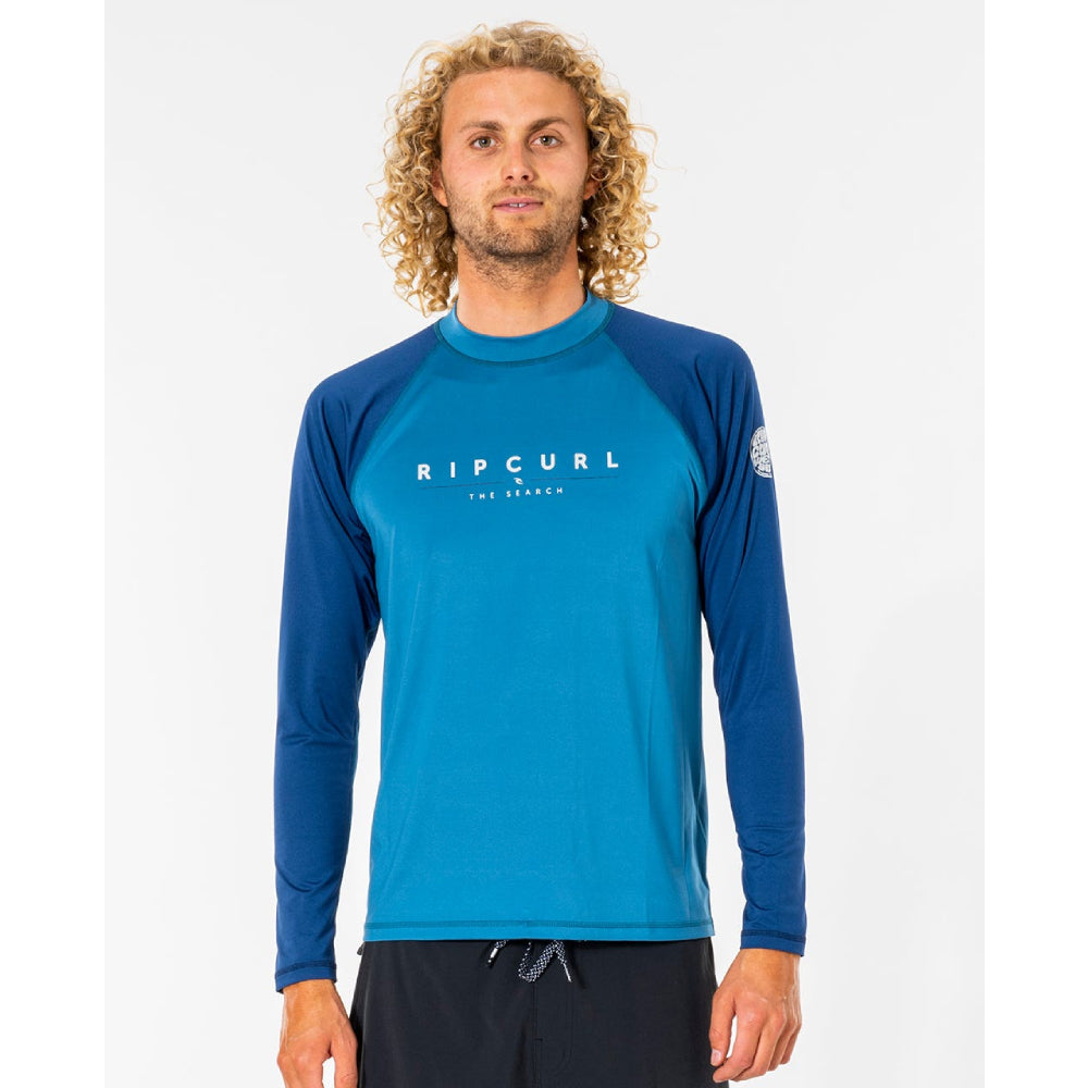 Rip Curl Shockwaves Relaxed Short Sleeve UV Shirt – UPF 50+, Aus Rashguard-Stoff, Schwarz Meliert, Größe LG
