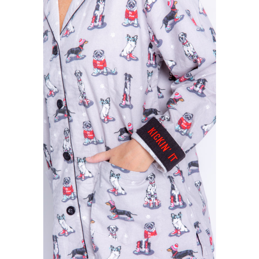 PJ Salvage Sneaker Dogs Womens Flannel PJ Set 2022