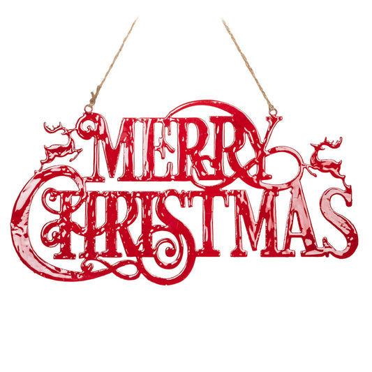 Abbott Glossy Merry Christmas Sign Red One Size