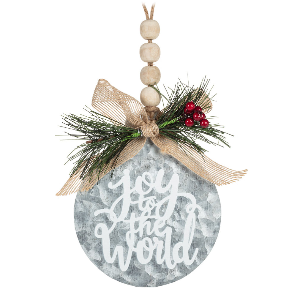 Abbott Joy to the World Ornament Galvanized Metal One Size