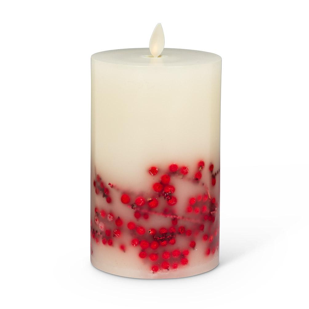 Abbott Medium Berry LED Candle Ivory Red One Size