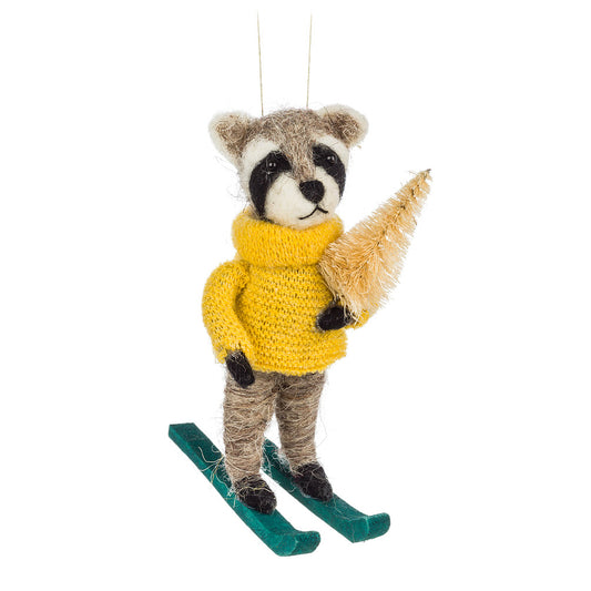 Abbott Skiing Raccoon Ornament