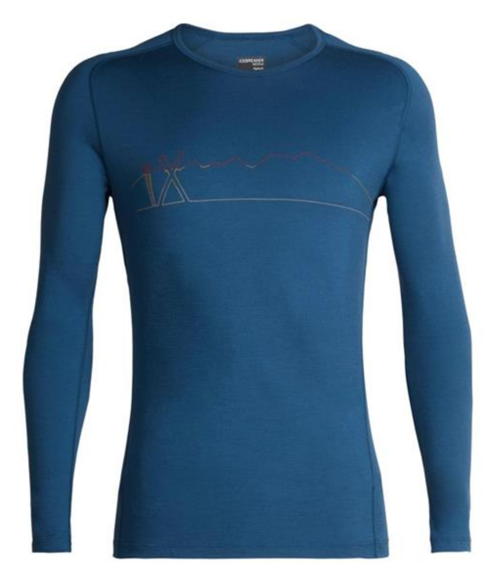 Icebreaker 200 Oasis Raglan Single Line Ski Mens Long Sleeve Crewe 2019