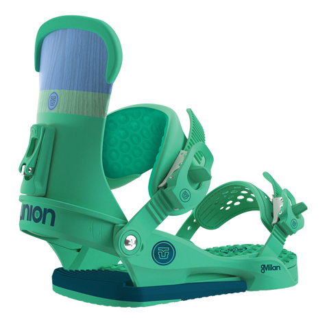 http www.zumiez.com union-milan-womens-snowboard-bindings-2016.html Union Juliet Snowboard Binding - 2026 - Women's The extruded anodized aluminum heelcup reduces weight while maintaining strength and stiffness Union Milan Ladies Snowboard Binding